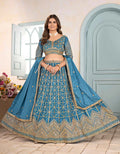 Sky Blue Sequins Embroidery Work Lehenga