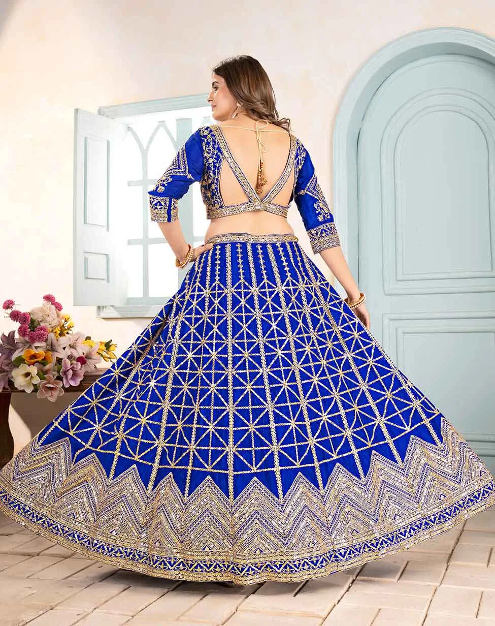 Royal Blue Sequins Embroidery Work Lehenga