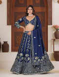 Blue Sequins Zari Embroidery Work Lehenga Choli