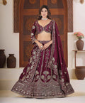 Maroon Sequins Zari Embroidery Work Lehenga Choli