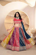 Multi Color Sequins Embroidery Work Georgette Lehenga