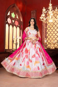Off White Floral Sequins Embroidery Work Lehenga