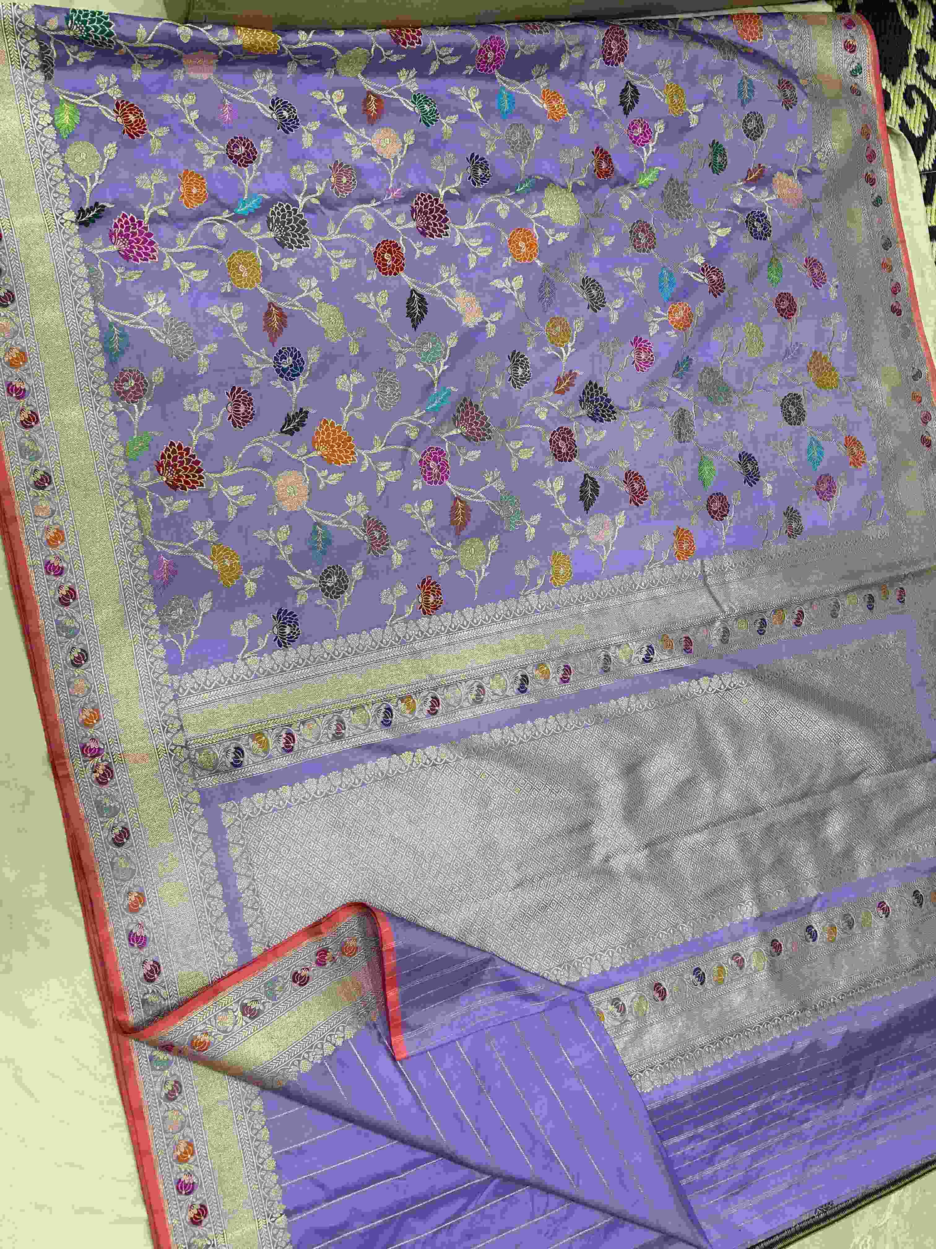 Lavender Banarasi Handloom Pure Katan Silk Meenakari Saree