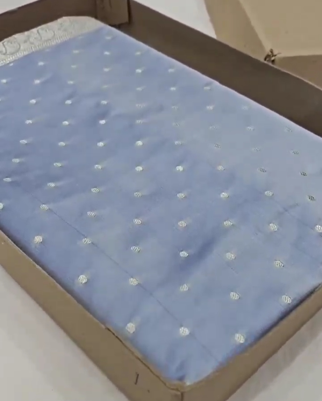 Powder Blue Banarasi Mashru Soft Silk Saree