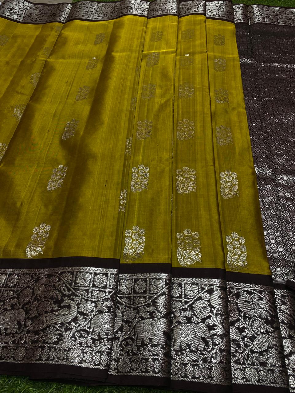 Mustard Venkatagiri Handloom Pattu Silk Saree