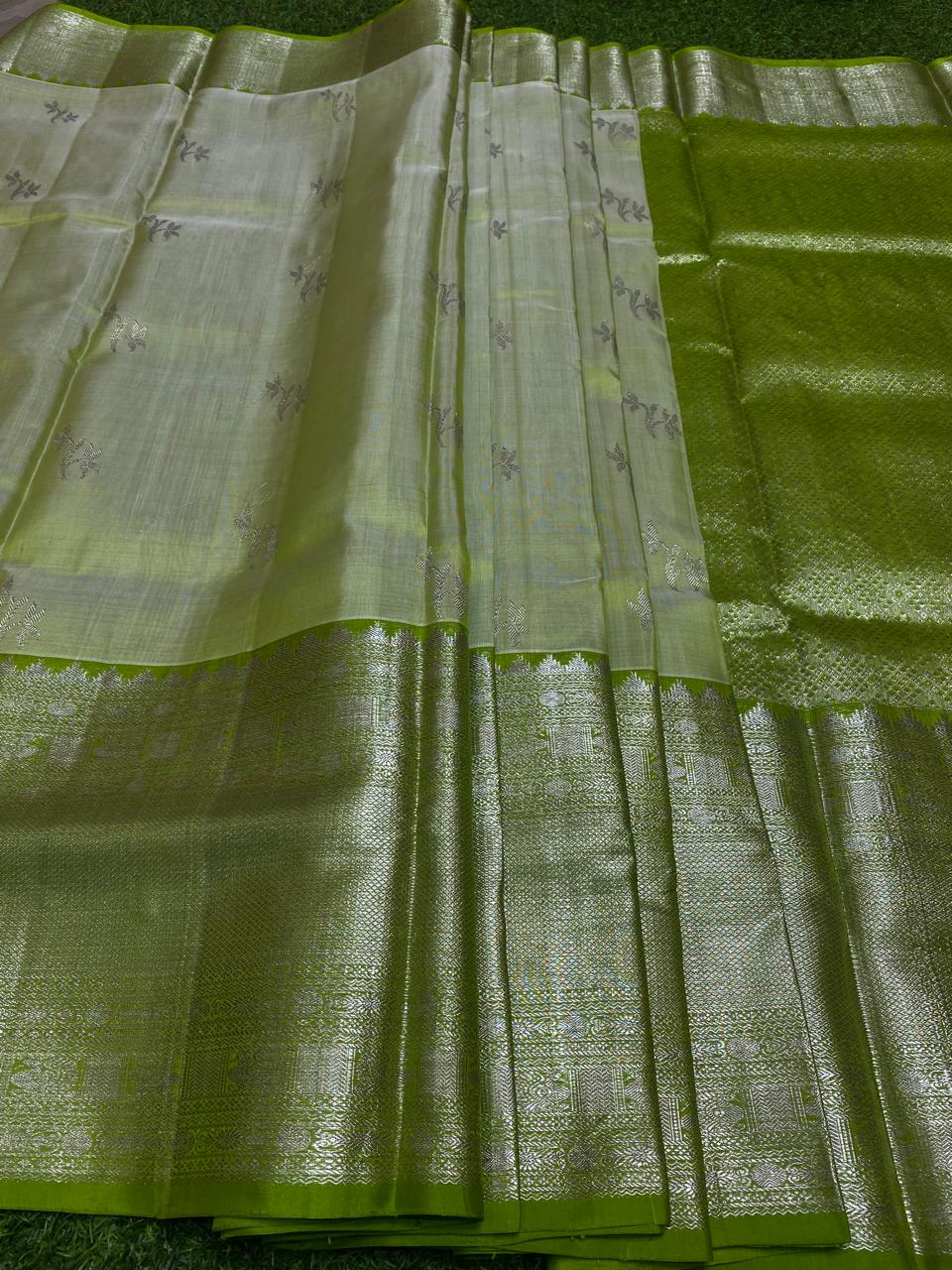Pastel Green Venkatagiri Handloom Pattu Silk Saree