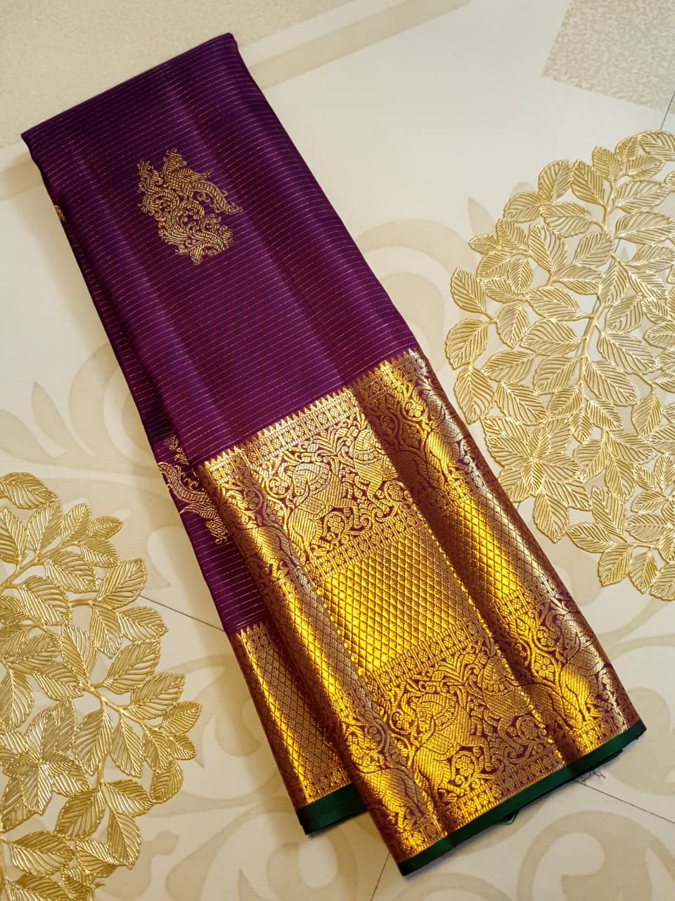 Magenta Kanchipuram Handloom 2G Gold Vairaoosi Pattu Silk Saree