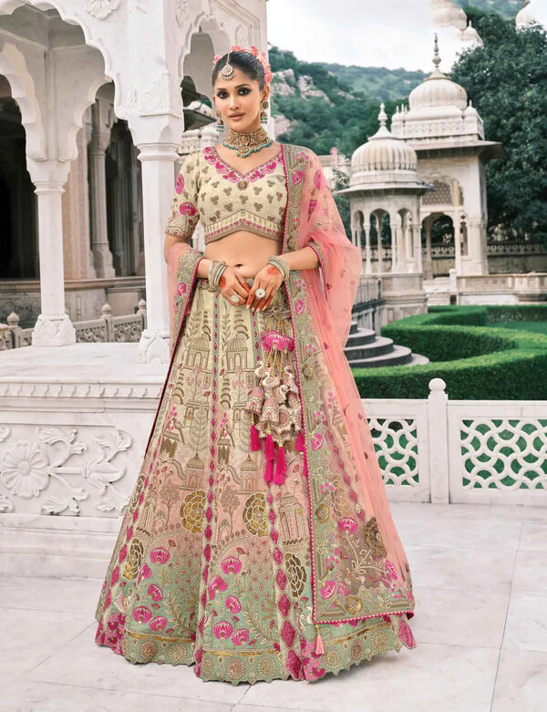Beige Bridal Lehenga with Exquisite Designer Embroidery
