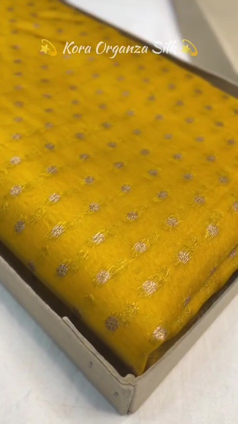 Yellow Banarasi Handloom Kora Organza Silk Saree
