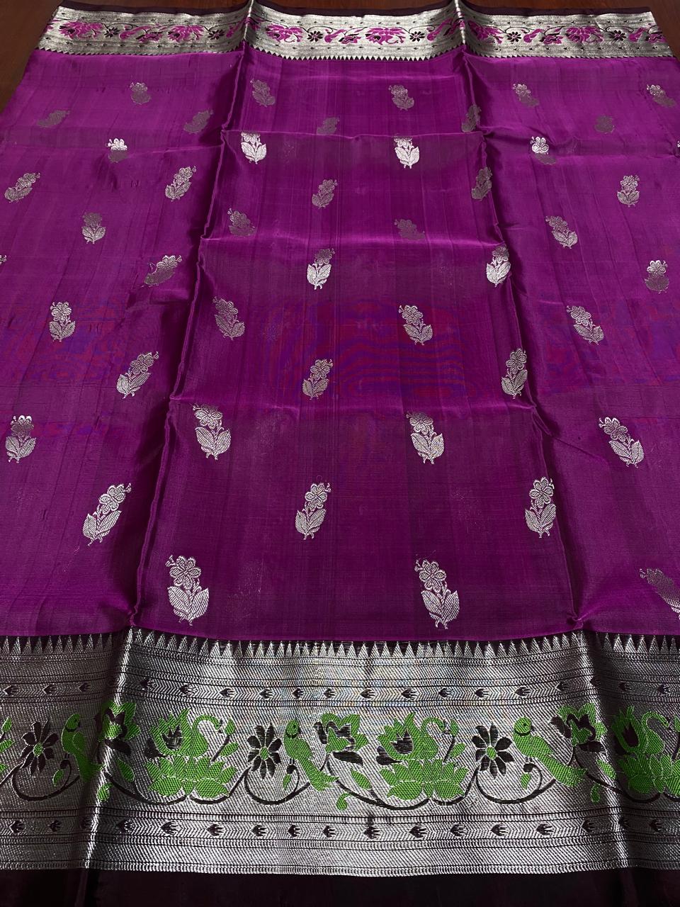 Magenta Venkatagiri Handloom Pattu Silk Meenakari Saree