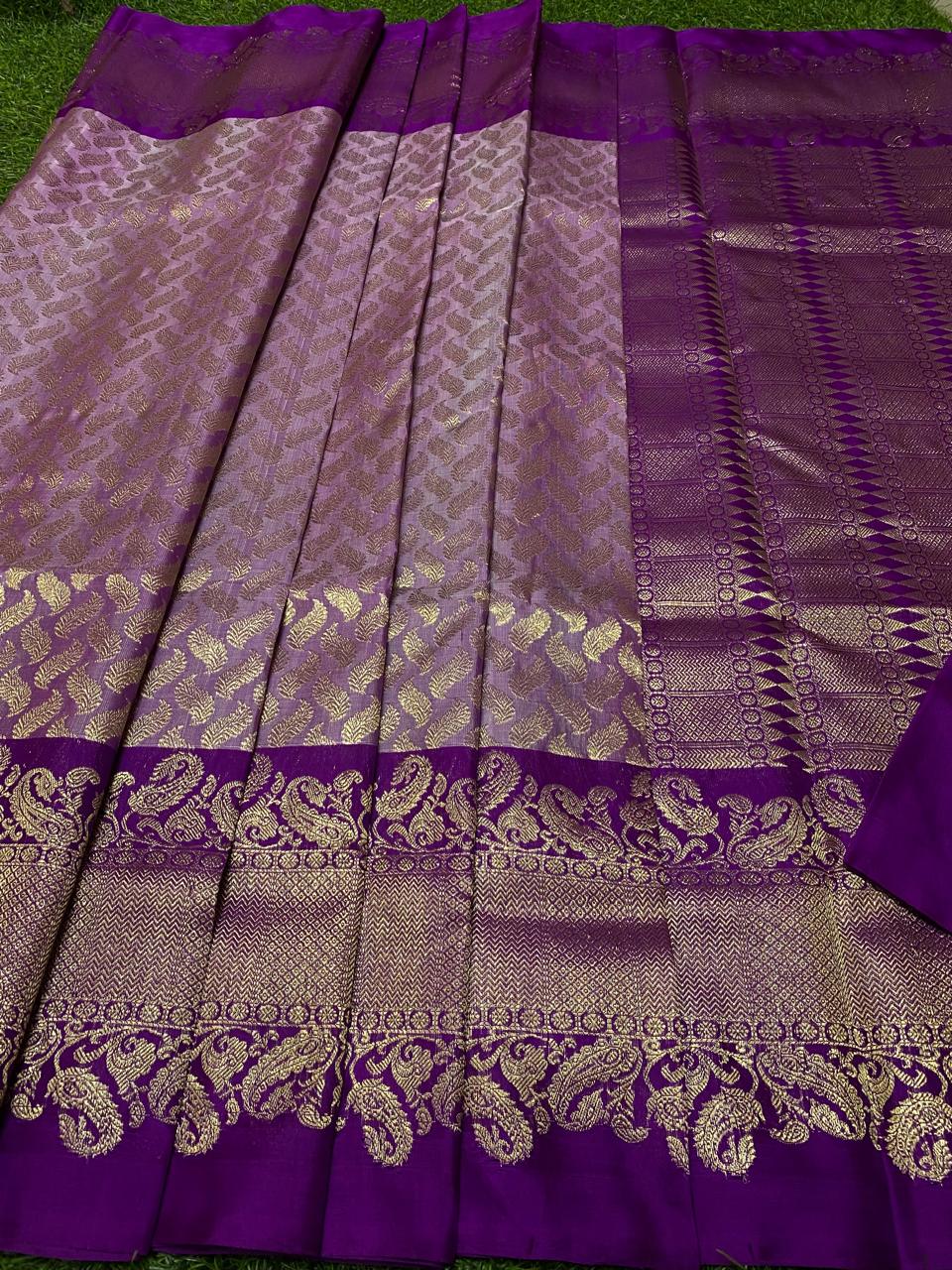 Lavender Venkatagiri Handloom Pattu Silk Saree