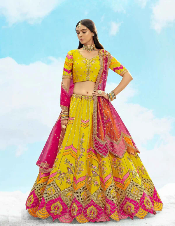 Pink Silk Bridal Lehenga with Designer Embroidery