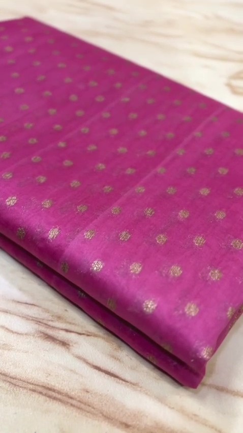 Hot Pink Banarasi Handloom Kora Organza Silk Saree