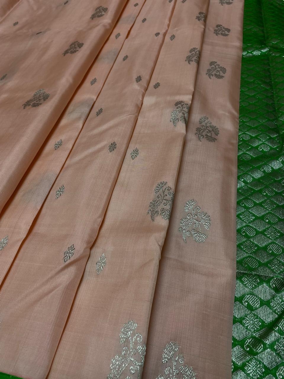 Pinkish Beige Venkatagiri Handloom Pattu Silk Saree