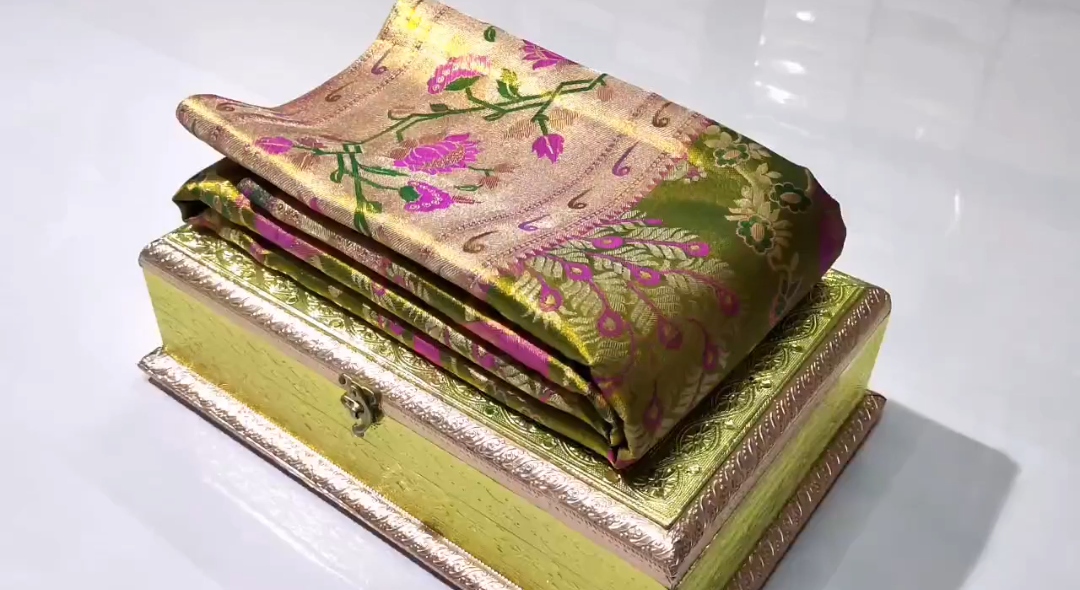 Green Kanchipuram Handloom Tissue Brocade Paithani Silk Saree