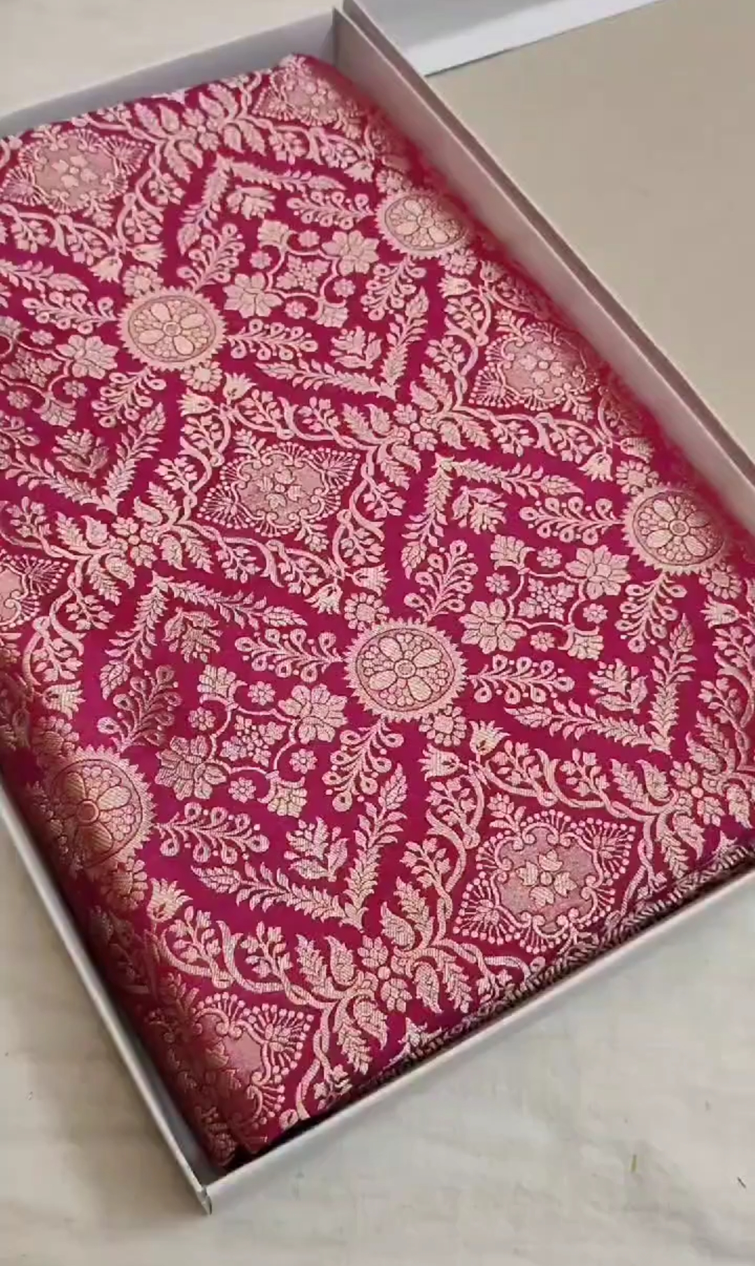 Dual Tone Hot Pink Banarasi Handloom Katan Silk Brocade Saree