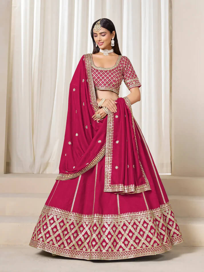 Designer Red Art Silk Lehenga with Embroidery Work