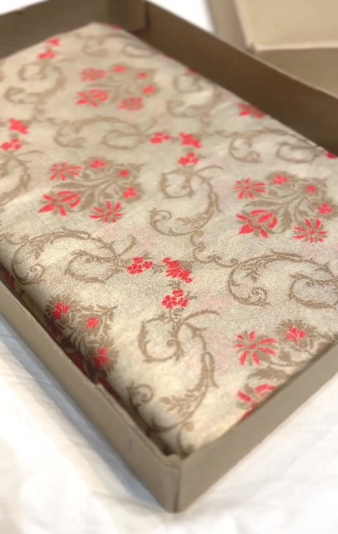 Beige Banarasi Soft Tissue Silk Meenakari Saree