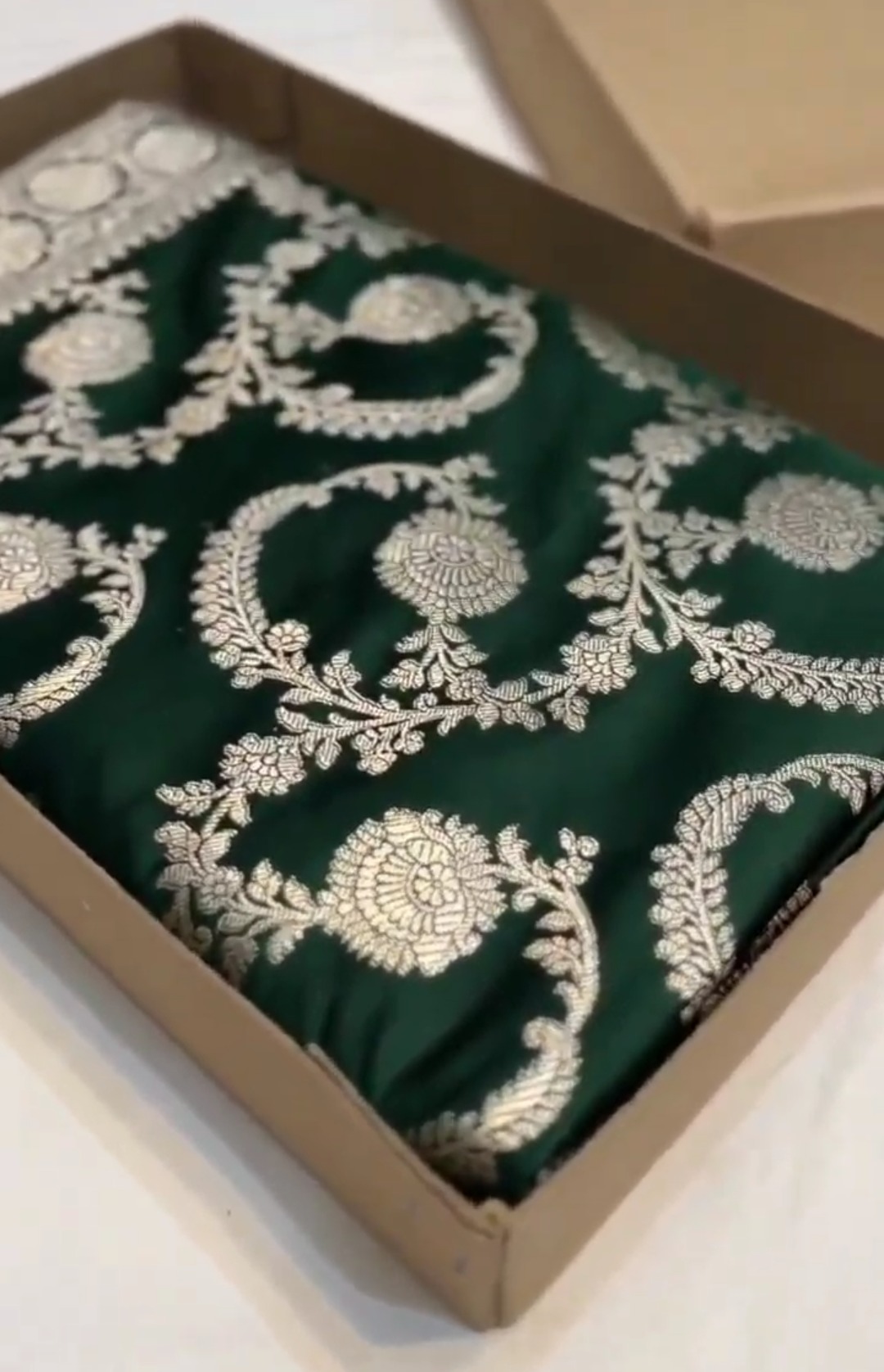 Bottle Green Banarasi Mashru Soft Silk Saree