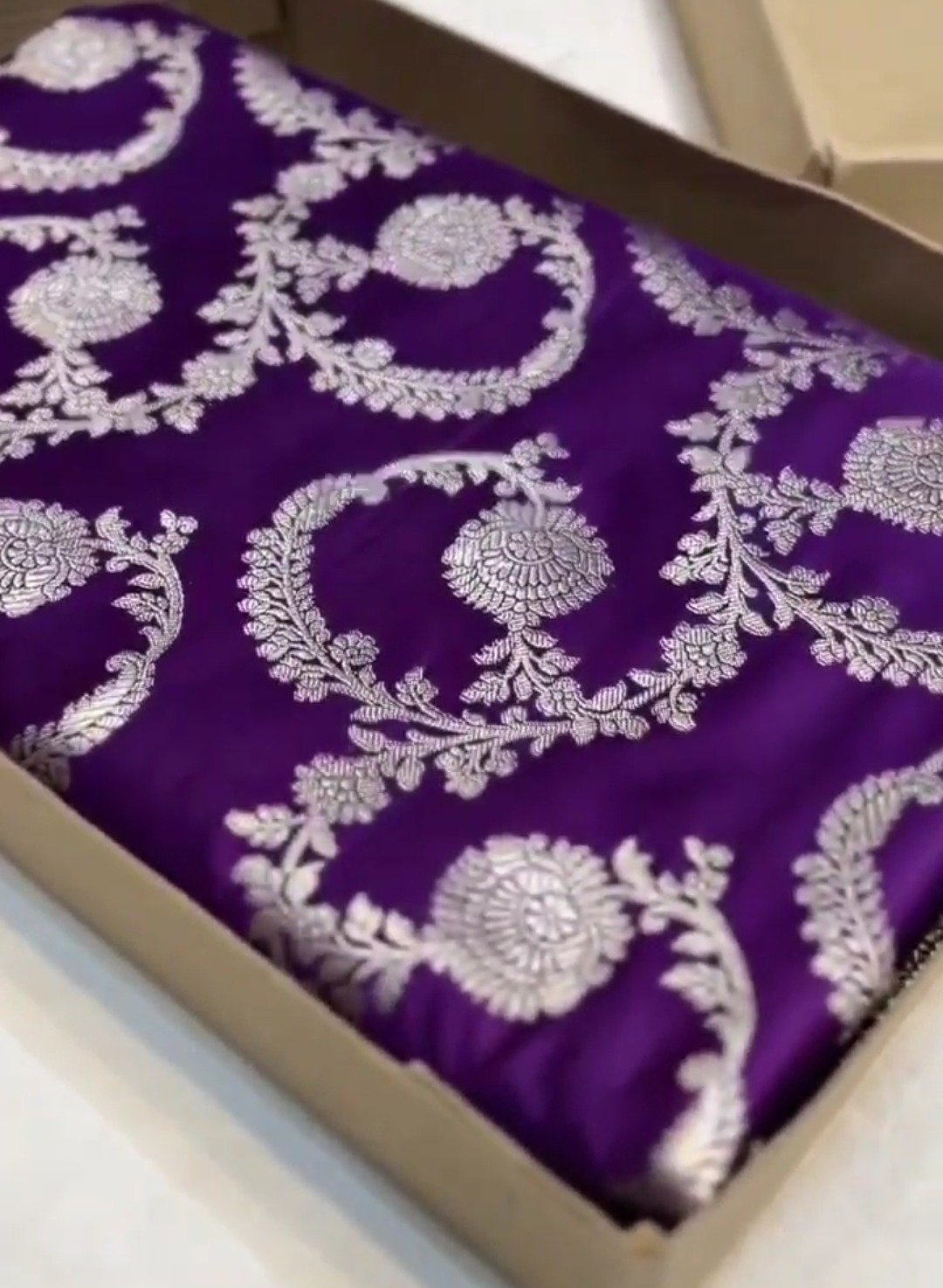 Purple Banarasi Mashru Soft Silk Saree