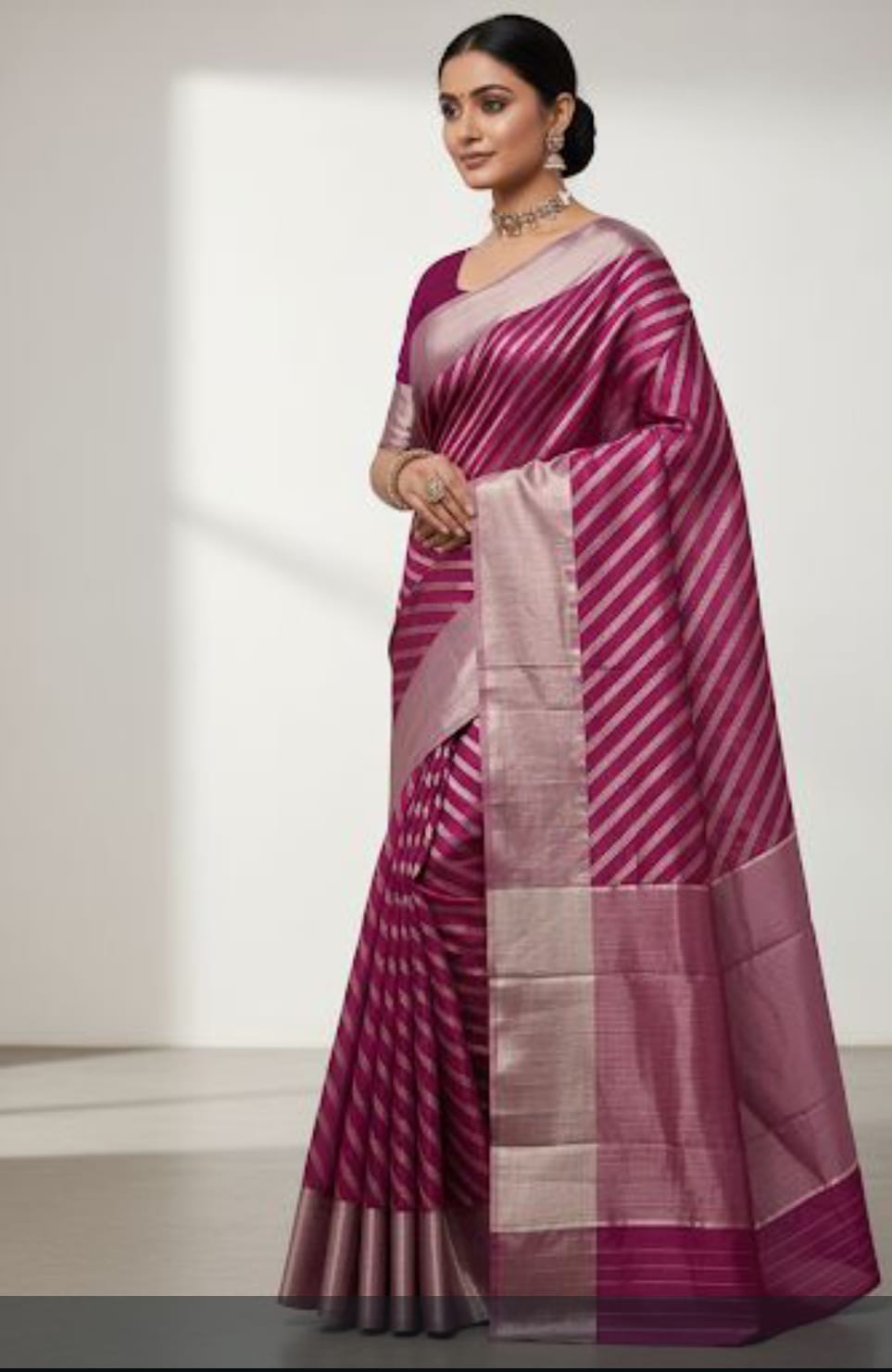 Magenta Chanderi Handloom Pattu Silk Saree
