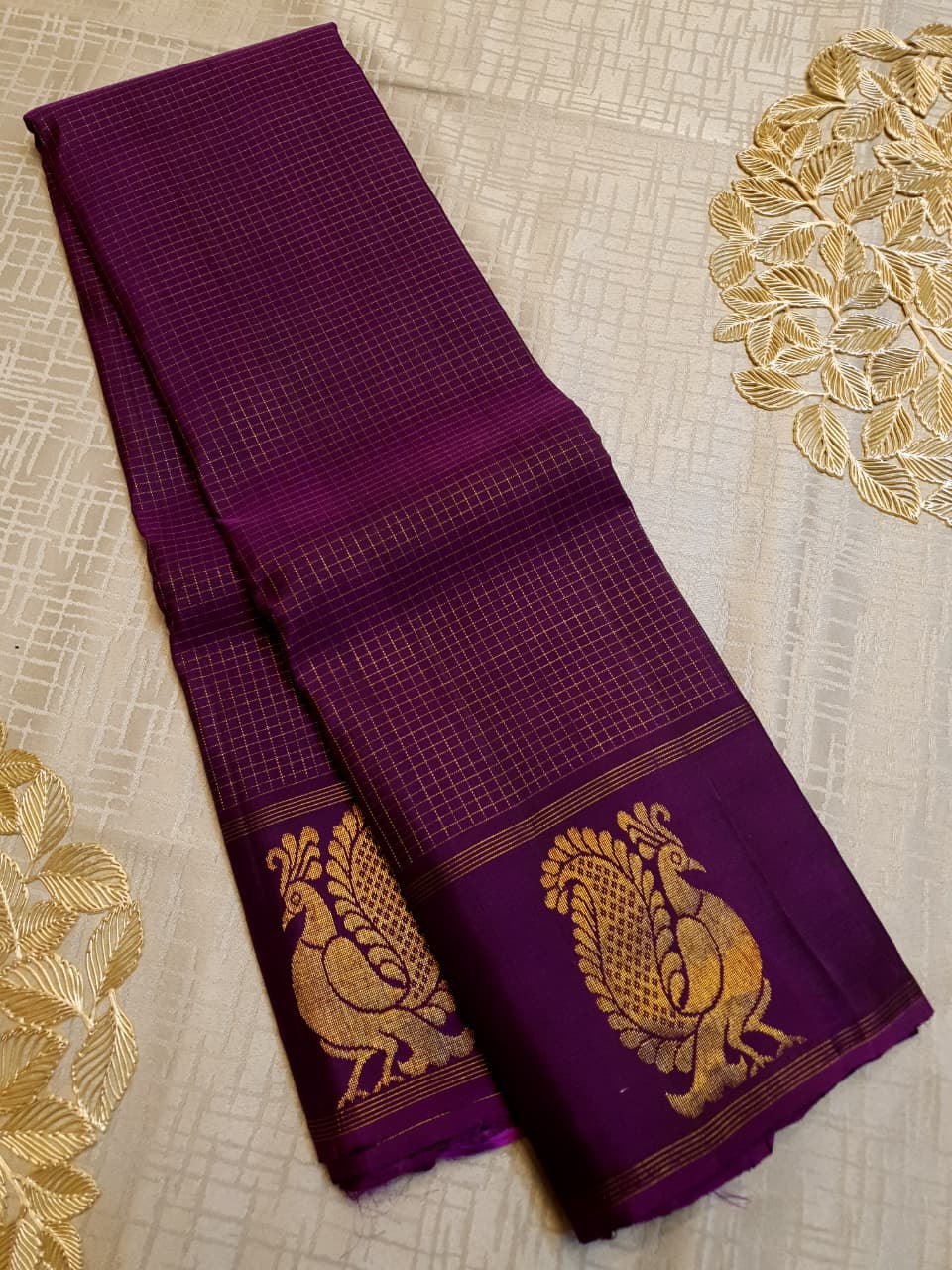 Wine Kanchipuram Handloom 2G Gold Pattu Silk Saree