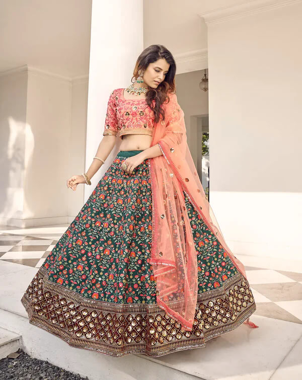 Graceful Green Art Silk Lehenga for Brides & Festive Wear