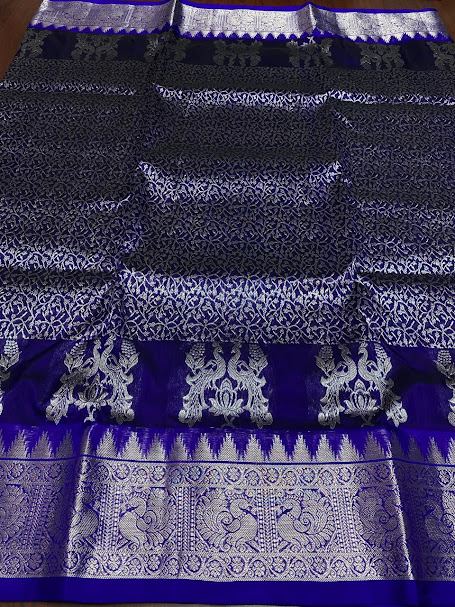 Midnight Blue Venkatagiri Handloom Pattu Silk Saree