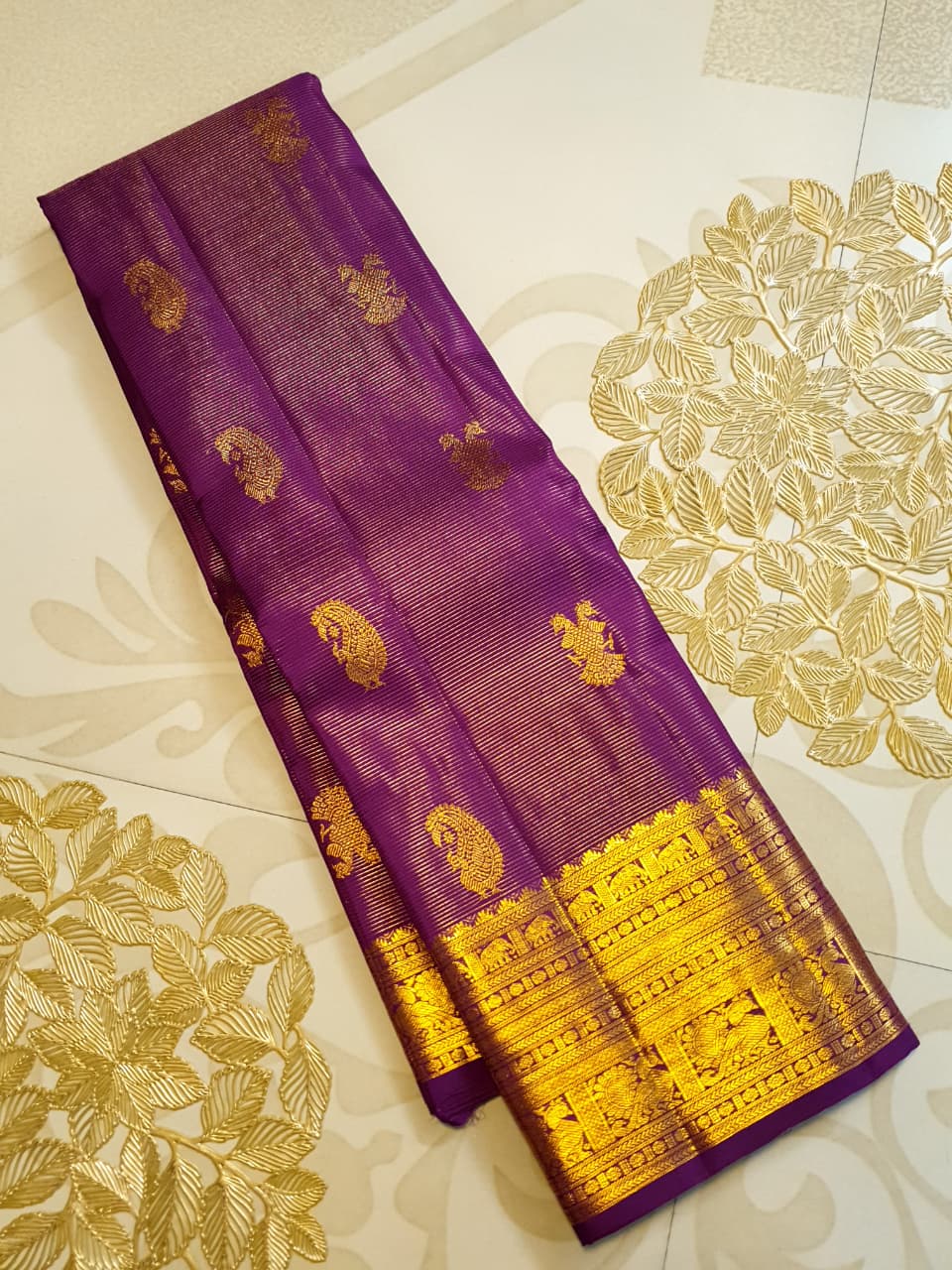 Magenta Kanchipuram Handloom 2G Gold Vairaoosi Silk Saree