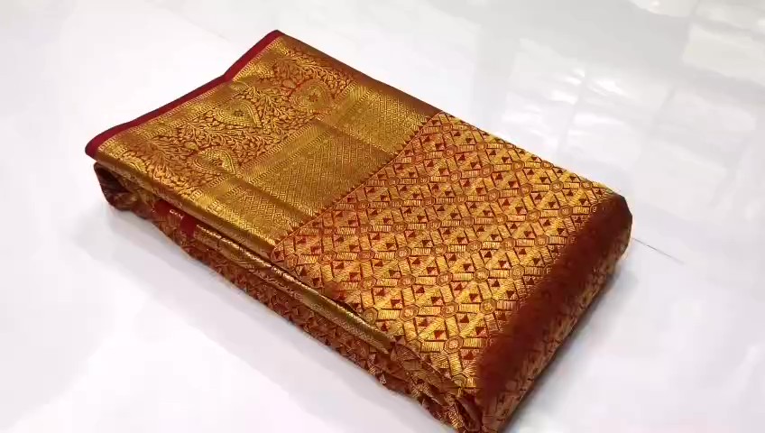 Red Kanchipuram Handloom Tissue Brocade Silk Bridal Saree