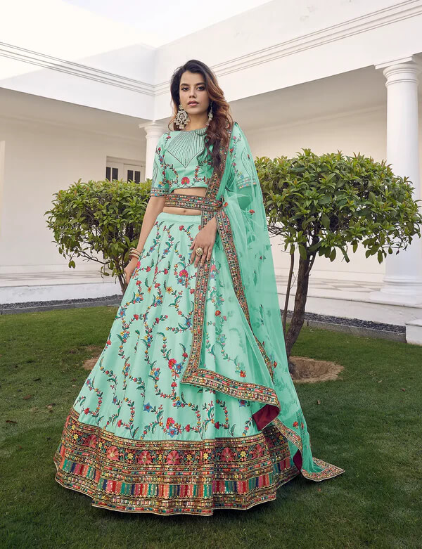 Graceful Green Thread & Sequence Work Lehenga Choli