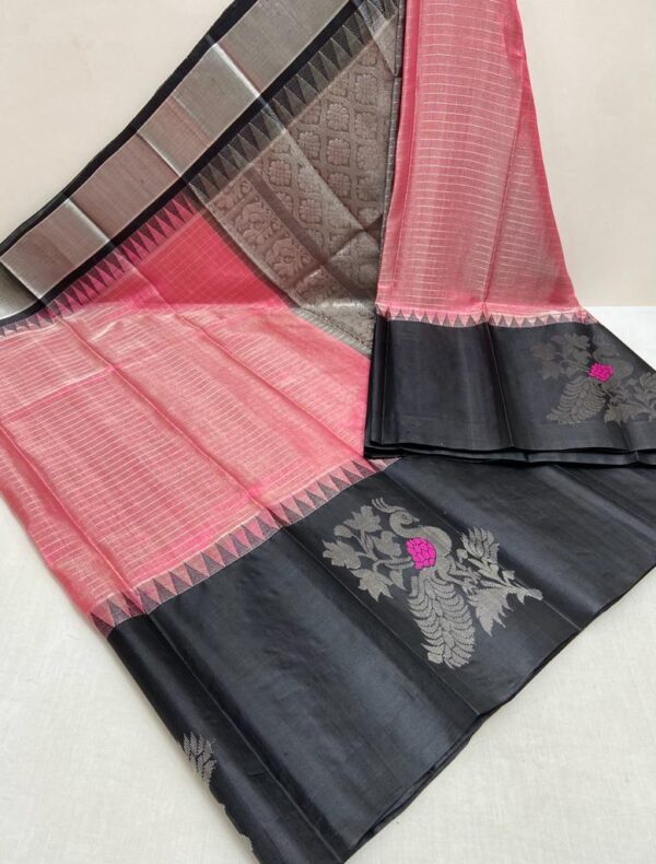 Mangalagiri Pure Handloom Pure Kuppadam Tissue Meenakari Bird Design Pattu Silk Sarees
