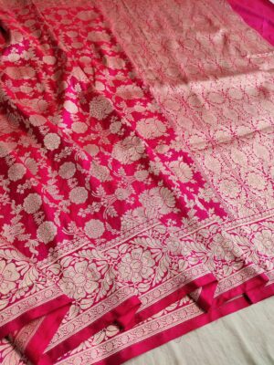 Rani Banarasi Pure Handloom Pure Khaddi Katan Silk Saree with Cutwork Weaving
