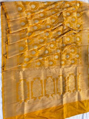 Silk Mark Certified Mango Banarasi Handloom Pure Khaddi Katan Silk Handmade Cutwork Gold Zari Saree