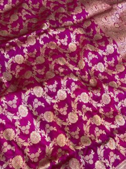 Silk Mark Certified Dual Tone Purple Banarasi Pure Handloom Pure Khaddi Katan Silk Saree with Gold Zari Cutwork Weaving