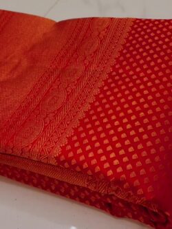 Silk Mark Certified Chilly Red Kanchipuram/Kanjivaram Pure Handloom All Over Resham Weaving Bridal Pure Silk Saree