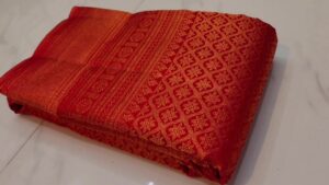 Silk Mark Certified Red Kanchipuram/Kanjivaram Pure Handloom All Over Resham Weaving Bridal Pure Silk Saree