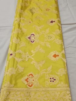 Silk Mark Certified Yellow Dual Tone Banarasi Handloom Pure Katan Silk Kaduwa Jangla Gold Zari Meenakari Bridal Saree