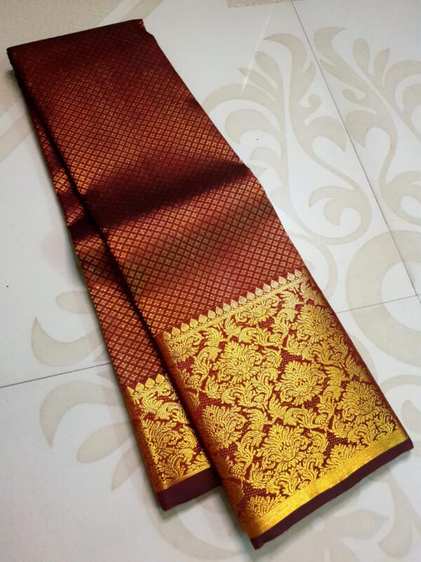 Silk Mark Certified Pure Kanchipuram/ Kanjivaram Handloom 2 Gram Pure Gold Zari Bridal Silk Saree