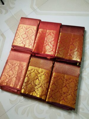 Silk Mark Certified Pure Kanchipuram/ Kanjivaram Handloom 2 Gram Pure Gold Zari Bridal Silk Saree