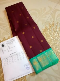 Dark Maroon Pure Kanchipuram Handloom 4 Gram Pure Gold Zari Tested Bridal Silk Mark Certified Saree