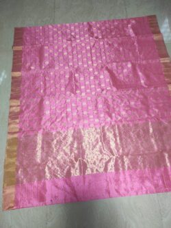 Pink Chanderi Handloom Pattu Silk Checks Saree