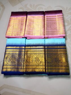 Silk Mark Certified Turquoise Pure Kanchipuram/ Kanjivaram Handloom Pure Korvai Gold Zari Bridal Silk Saree