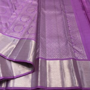Silk Mark Certified Lavender Kanchipuram/Kanjivaram Pure Handloom Double Warp Pure 1G Zari Bridal Pure Silk Saree