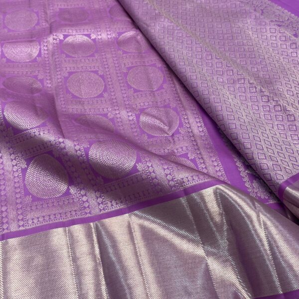 Silk Mark Certified Lavender Kanchipuram/Kanjivaram Pure Handloom Double Warp Pure 1G Zari Bridal Pure Silk Saree