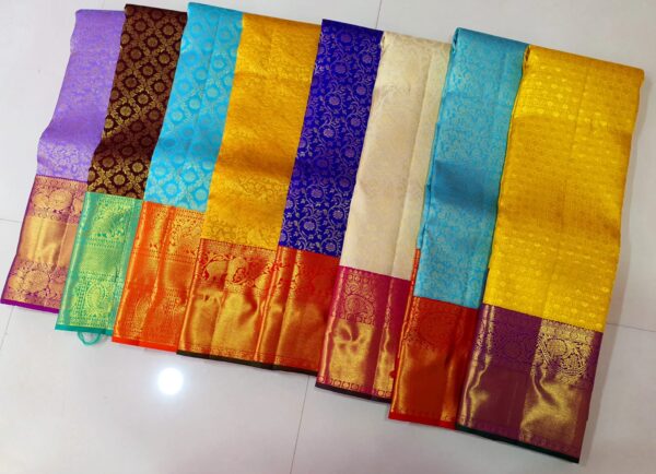 Silk Mark Certified Off White and Red Pure Kanchipuram/ Kanjivaram Handloom Pure 2G Gold Zari Full Korvai Bridal Silk Saree