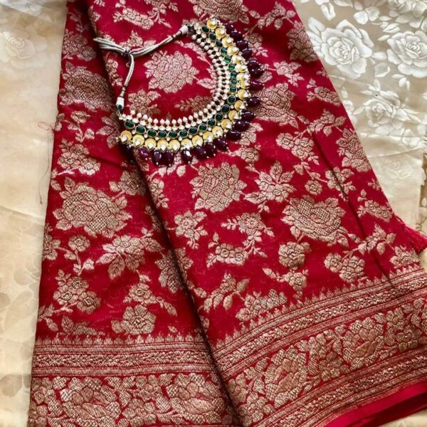 Silk Mark Certified Banarasi Khaddi Handloom Pure Georgette Silk with Antique Zari Sarees