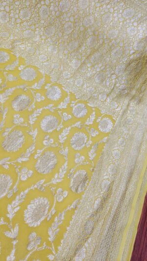 Silk Mark Certified Banarasi Khaddi Handloom Pure Georgette Silk with Water Zari Sarees | Dyeable in your choice of Colors