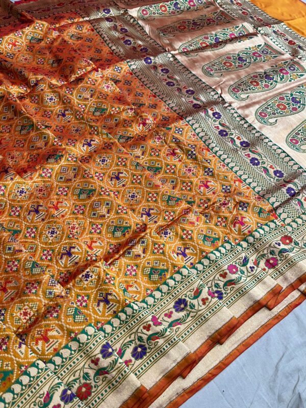 Silk Mark Certified Banarasi Handloom Pure Katan Silk Patola Design Meenakari Borders Gold Zari Sarees