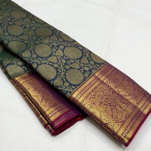 Silk Mark Certified Pure Kanchipuram/Kanjivaram Handloom Pure 1G Gold Zari Double Warp Silk Saree